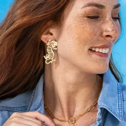 INK + ALLOY Bianca Tiger Drop Earrings Brass