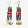 INK + ALLOY Billie Mixed Horizontal Stripes Beaded Fringe Earrings Rio