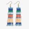 INK + ALLOY Billie Mixed Horizontal Stripes Beaded Fringe Earrings St. Tropez