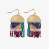 INK + ALLOY Birdie Abstract Beaded Fringe Earrings Teal