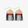 INK + ALLOY Birdie Abstract Beaded Fringe Earrings Navy