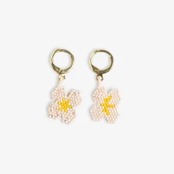 INK + ALLOY Blossom Four Petal Flower Drop Earrings Ivory
