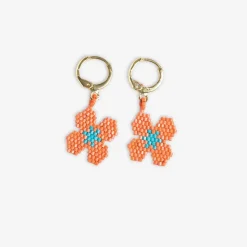 INK + ALLOY Blossom Four Petal Flower Drop Earrings Coral