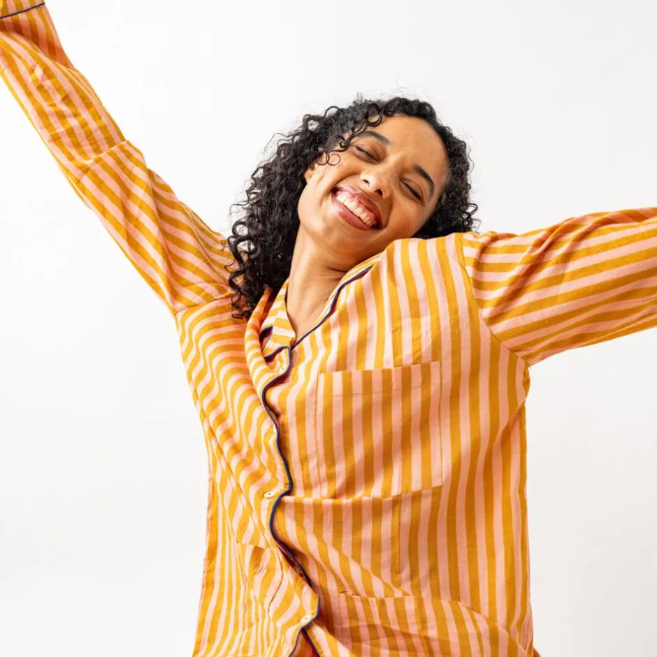 INK + ALLOY Bonnie Pajama Set Mustard & Blush