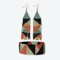 INK + ALLOY Brittany + Kenzie mixed triangles beaded earrings and bracelet set Highlands