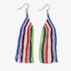INK + ALLOY Brittany Thin Waterfall Stripes Beaded Fringe Earrings Rio