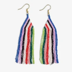 INK + ALLOY Brittany Thin Waterfall Stripes Beaded Fringe Earrings Rio