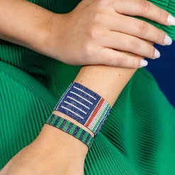 INK + ALLOY Brooklyn Geo Stripe Beaded Stretch Bracelet St. Tropez