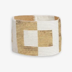 INK + ALLOY Brooklyn Two Color Squares Beaded Stretch Bracelet Gold