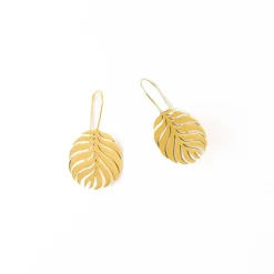 INK + ALLOY Camila Round Open Leaves Threader Earrings Brass