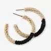 INK + ALLOY Cammy Color Block Beaded Hoop Earrings Black and Cream