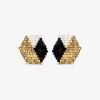 INK + ALLOY Casey Hexagon Post Beaded Earrings Black/White