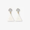 INK + ALLOY Celia Small Triangle Drop With Semi-Precious Stone Post Earrings Ivory