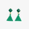 INK + ALLOY Celia Small Triangle Drop With Semi-Precious Stone Post Earrings Kelly Green