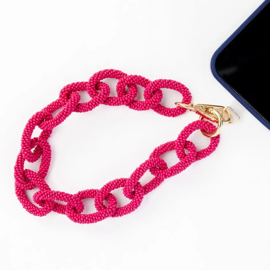 INK + ALLOY Celine Beaded Phone Chain + Bag Charm Hot Pink