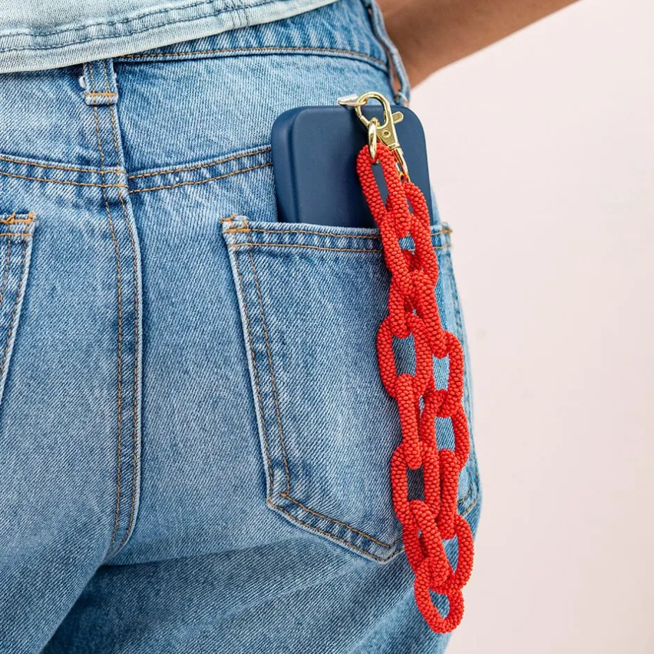 INK + ALLOY Celine Beaded Phone Chain + Bag Charm Hot Pink