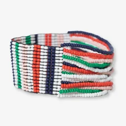INK + ALLOY Charlie Vertical Uniform Stripes Half Woven Beaded Stretch Bracelet St. Tropez