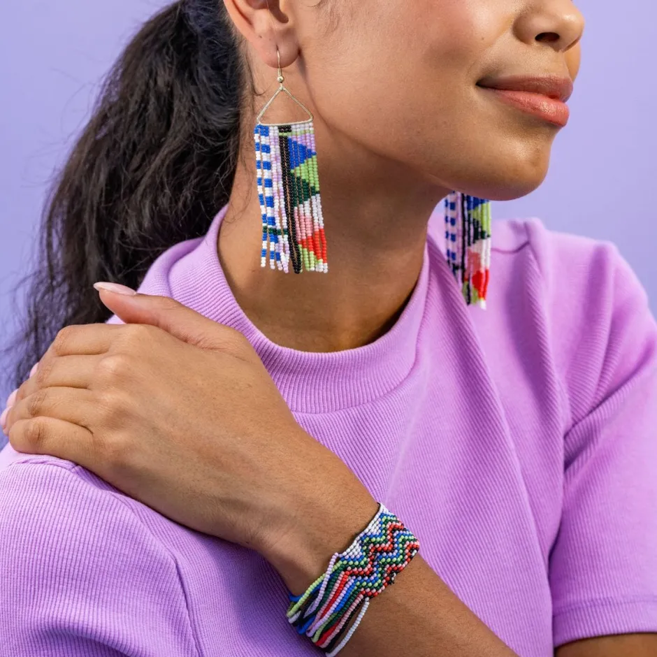 INK + ALLOY Charlie Wavy Half Woven Beaded Stretch Bracelet Rio