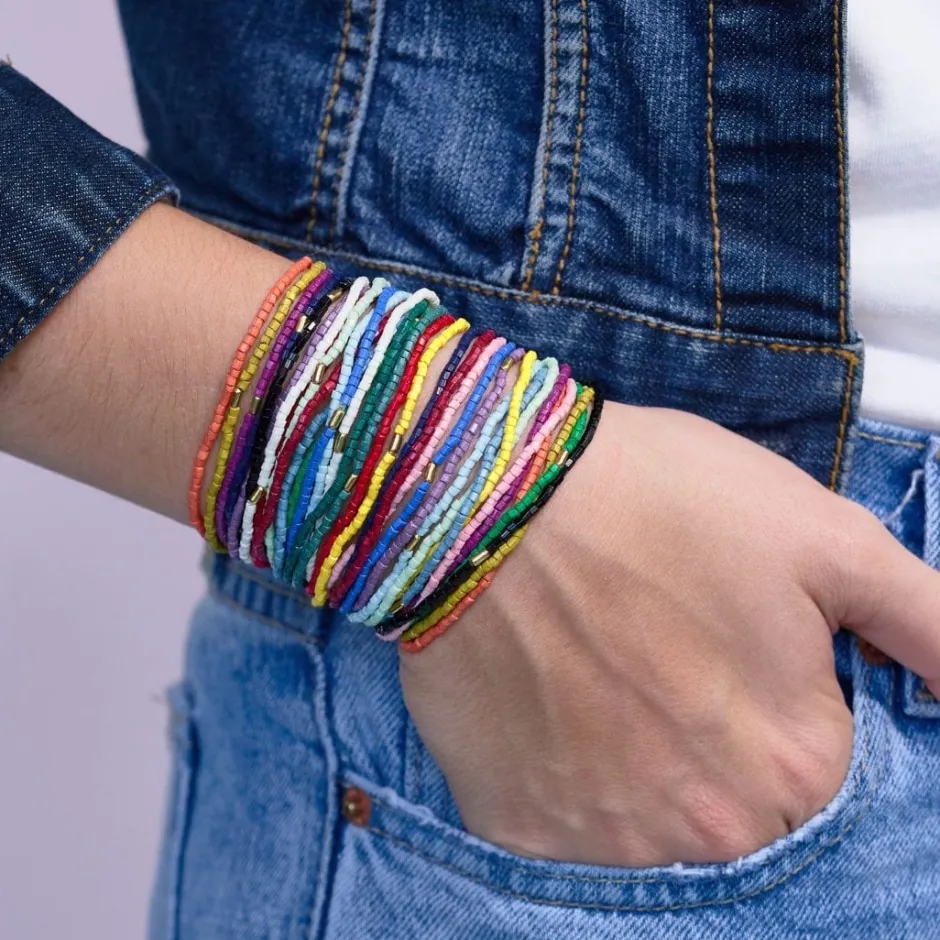 INK + ALLOY Chelsea 18 Strand Luxe Beaded Stretch Bracelet Set Multicolor