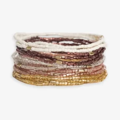 INK + ALLOY Chelsea 18 Strand Luxe Beaded Stretch Bracelet Set Mixed Metallic