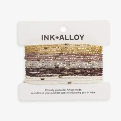 INK + ALLOY Chelsea 18 Strand Luxe Beaded Stretch Bracelet Set Mixed Metallic