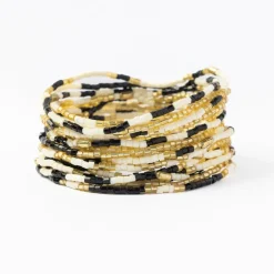 INK + ALLOY Chelsea 18 Strand Luxe Beaded Bracelet Set Black + Gold