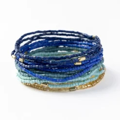 INK + ALLOY Chelsea 18 Strand Luxe Beaded Bracelet Set Blue