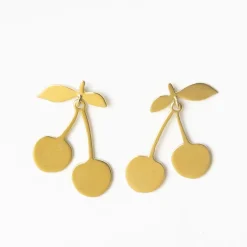 INK + ALLOY Cheri Cherry Dangle Post Earrings Brass