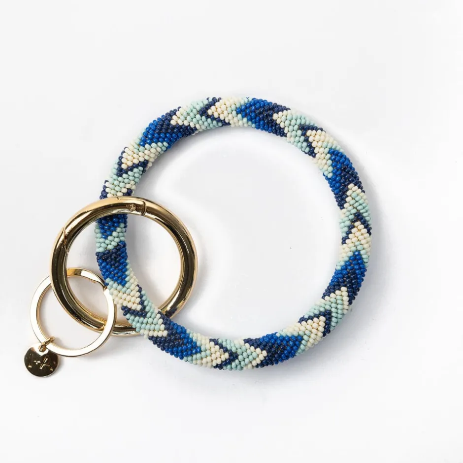 INK + ALLOY Chloe Chevron Stripe Key Ring Blue