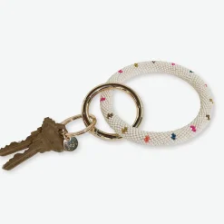 INK + ALLOY Chloe Polka Dot Beaded Key Ring Bracelet Ivory