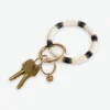 INK + ALLOY Chloe Small Stripes With Cream Color Block Key Ring Ivory/Black