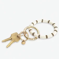 INK + ALLOY Chloe Stripe Key Ring Cream