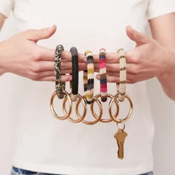 INK + ALLOY Chloe Stripe Key Ring Cream