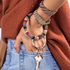 INK + ALLOY Chloe Stripe Key Ring Muted
