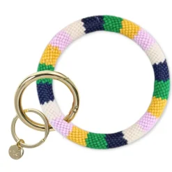 INK + ALLOY Chloe Wide Stripe Key Ring Ivory Green Lemon Lilac