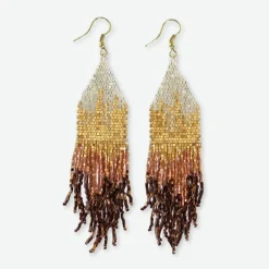 INK + ALLOY Claire Ombre Beaded Fringe Earrings Mixed Metallic