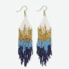 INK + ALLOY Claire Ombre Beaded Fringe Earrings Blue