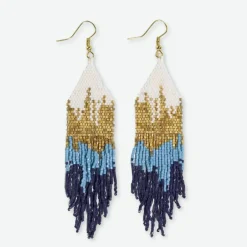 INK + ALLOY Claire Ombre Beaded Fringe Earrings Blue