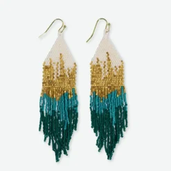 INK + ALLOY Claire Ombre Beaded Fringe Earrings Emerald