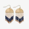 INK + ALLOY Claudia Curved Pattern Short Beaded Fringe Earrings Navy