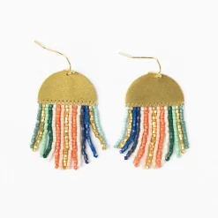 INK + ALLOY Claudia Vertical Stripe Beaded Fringe Earrings Multicolor