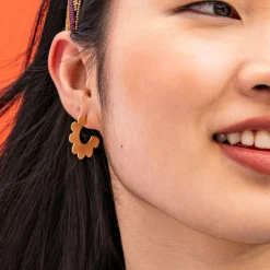 INK + ALLOY Cora Scalloped Hoop Earrings Brass