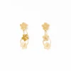 INK + ALLOY Daisy Floral Chain Post Earrings Brass
