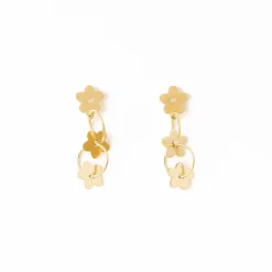 INK + ALLOY Daisy Floral Chain Post Earrings Brass
