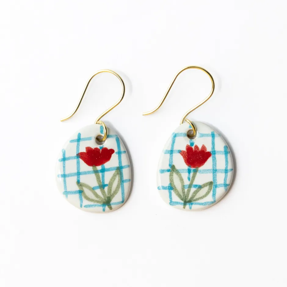 INK + ALLOY Danielle Round Ceramic Earring With Poppies
