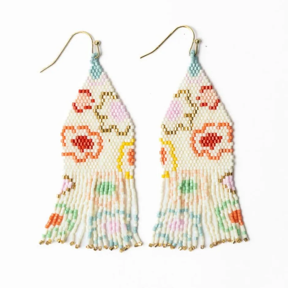 INK + ALLOY Delilah Poppies Beaded Fringe Earrings Multi