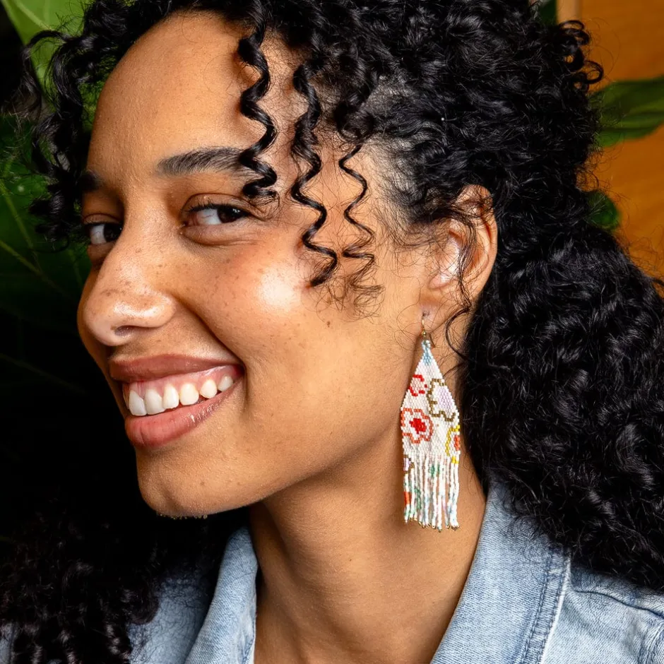INK + ALLOY Delilah Poppies Beaded Fringe Earrings Multi