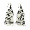 INK + ALLOY Delilah Poppies Beaded Fringe Earrings Ivory/Black