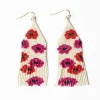 INK + ALLOY Delilah Poppies Beaded Fringe Earrings Hot Pink/Red