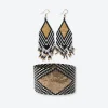 INK + ALLOY Dottie + Brooklyn diamond and angles beaded earrings and bracelet set Black/White